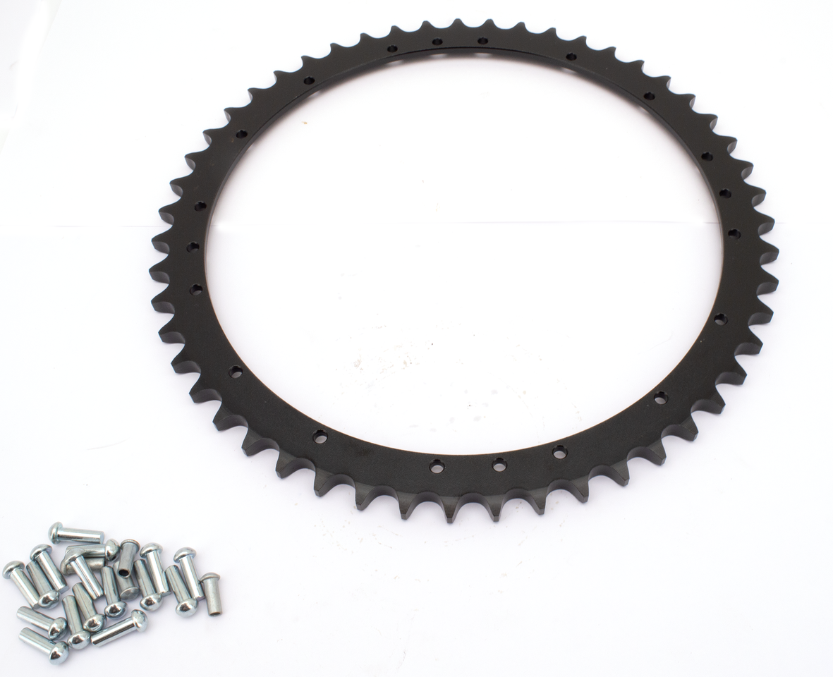 REAR SPROCKETS FOR DRUM BRAKE MODELS - Fits Big Twin 1930-1957 and Sportster 1954-1978 (OEM 41470-30)

Rear drum brakes sprockets. Each sprocket includes necessary rivets. Work with 530 series chain. | Big Twin  |  KH  |  Sportster