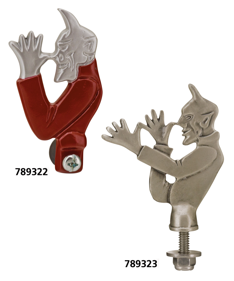DEVIL LICENSE PLATE TOPPERS & FENDER ORNAMENTS
