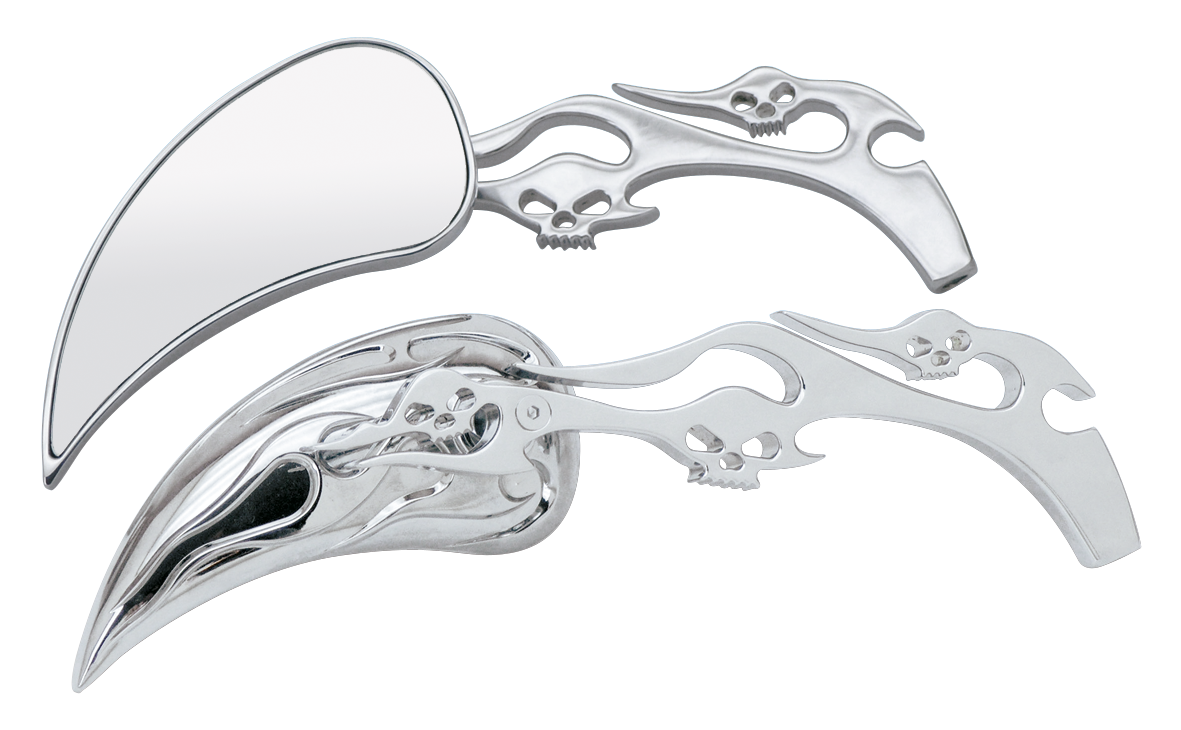 METEOR MIRROR SET WITH SKULLS AND FLAMES