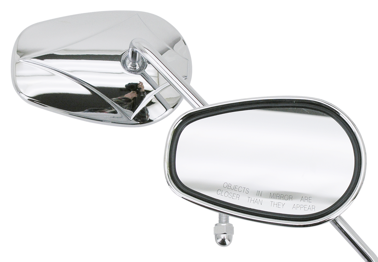 CHROME MIRROR WITH DIAMOND LOGO