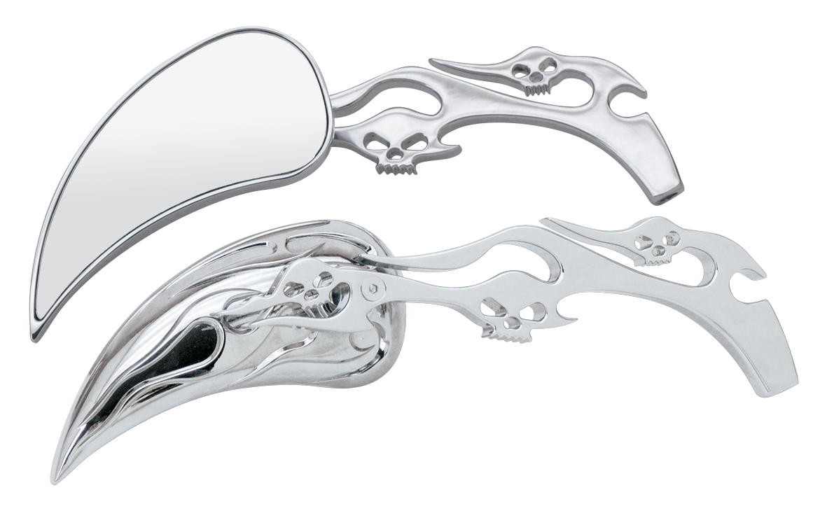 METEOR MIRROR SET WITH SKULLS AND FLAMES