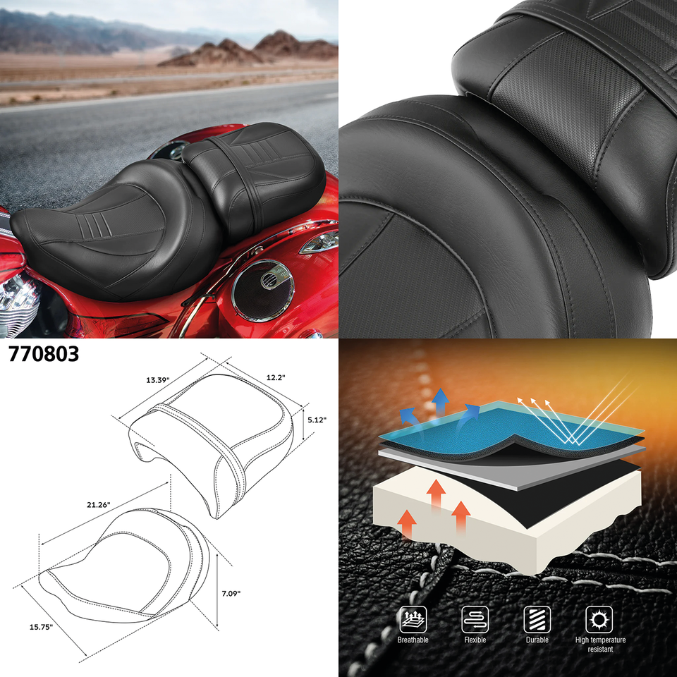 C.C. RIDER 2-UP SEAT FOR BIG INCH INDIAN | Challenger | Chief | Chieftain | Pursuit | Roadmaster | Springfield