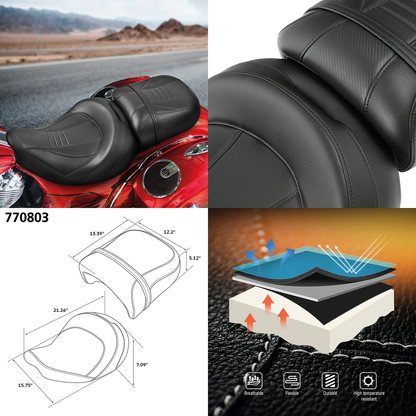 C.C. RIDER 2-UP SEAT FOR BIG INCH INDIAN | Challenger | Chief | Chieftain | Pursuit | Roadmaster | Springfield