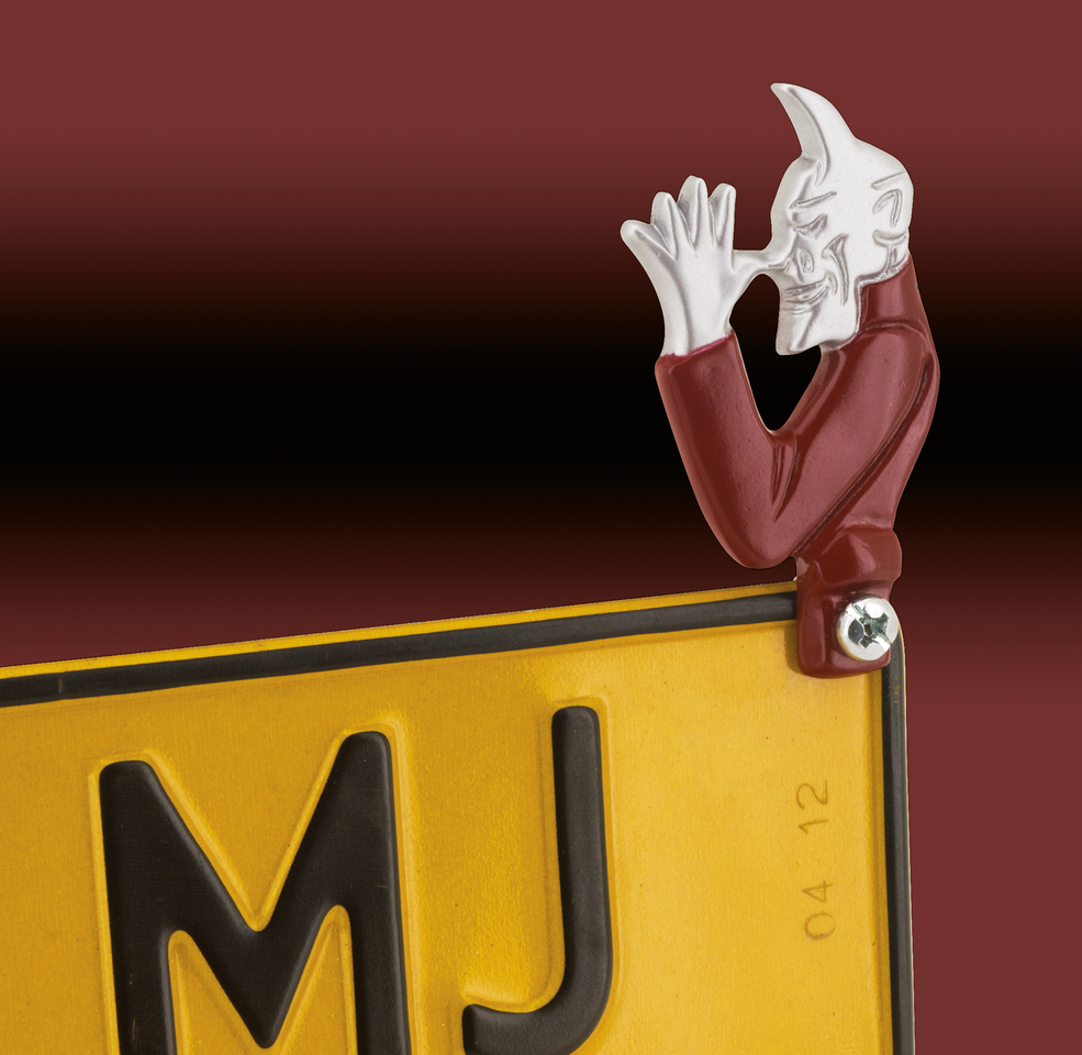 DEVIL LICENSE PLATE TOPPERS & FENDER ORNAMENTS