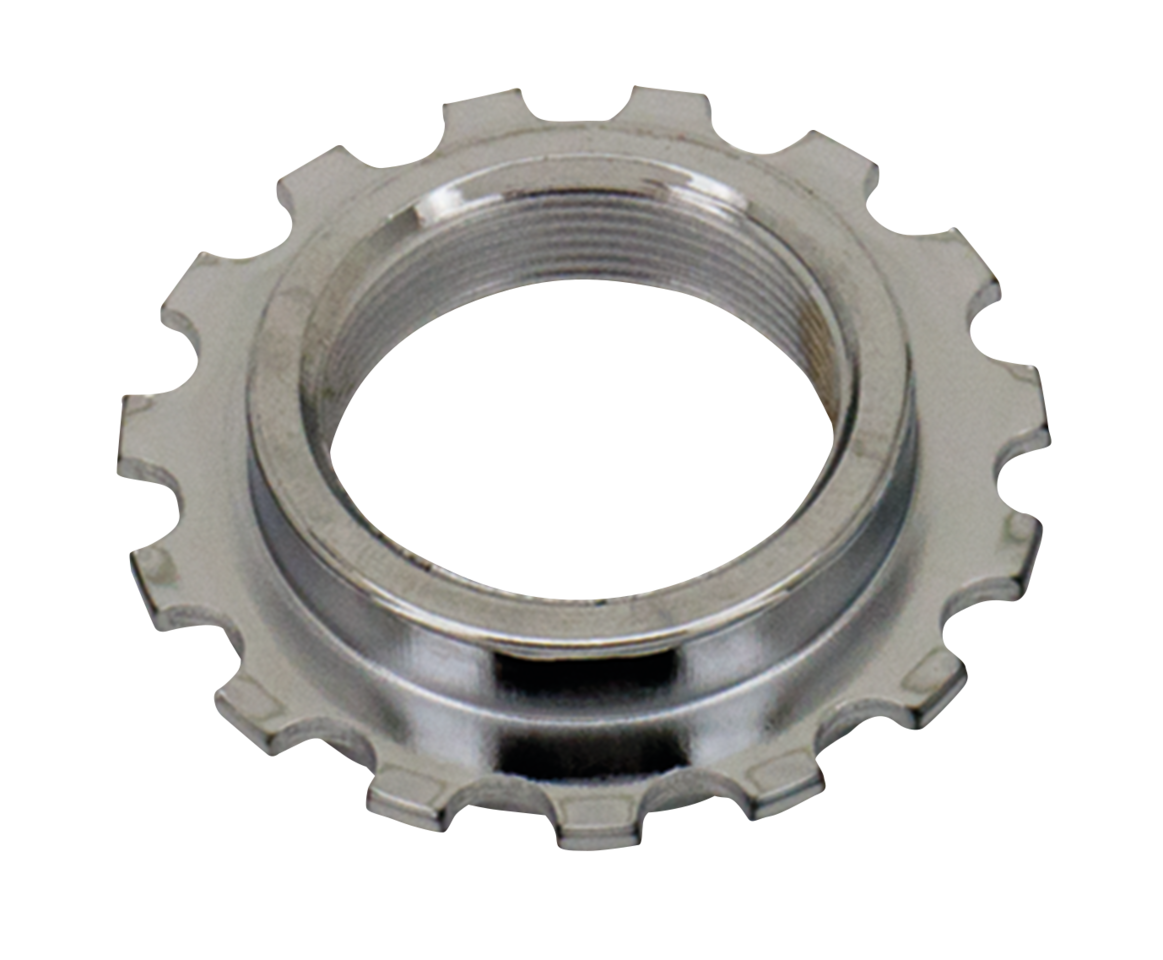 BEARING STEM JAM NUT - Fits 4-speed Big Twin 1949-1984, FXDWG 1993-2005 &amp; Softail 1984-2006, except FXSTD 2000-2006, zinc, V-Twin Mfg. (OEM 48330-48A)

Replacements for the seated nut on top of the fork stem bearing.