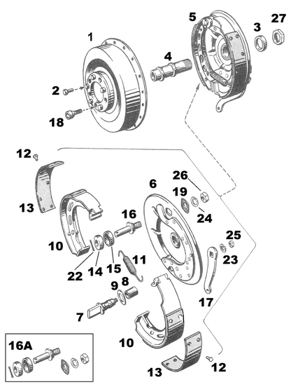 BIG TWIN 1936-1957 REAR BRAKE PARTS - RR Brake Shoe Pivot Stud Assy BT38-57 | Big Twin